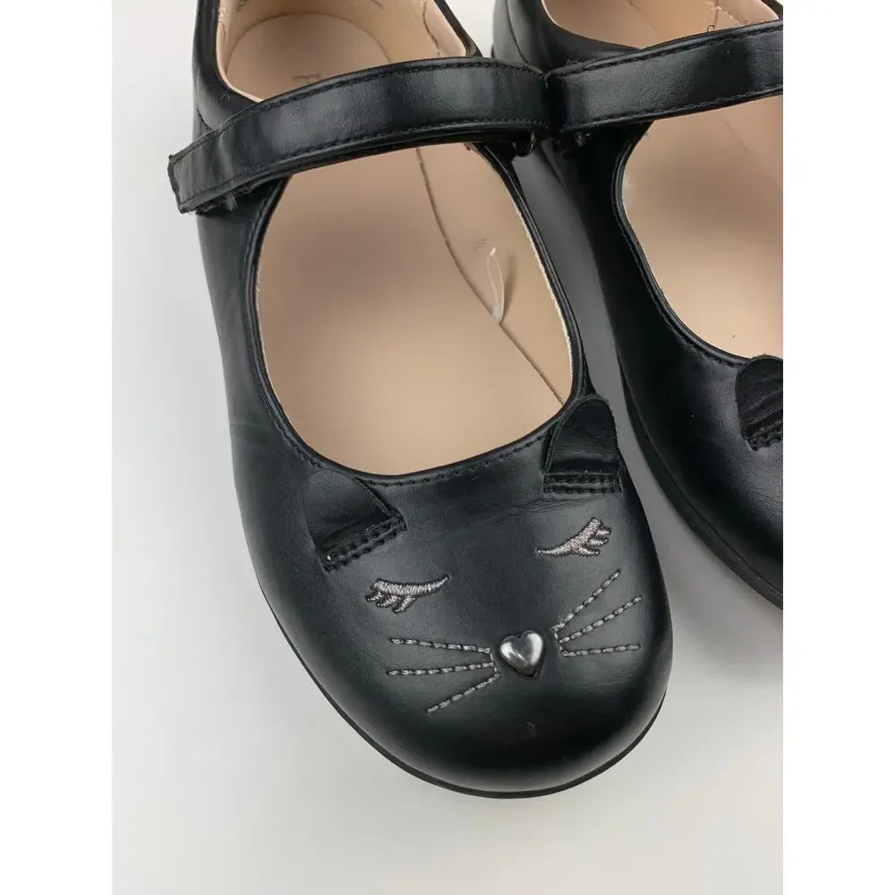 The Childrens Place Black Cat Mary Jane Shoes Flats Kids Big Girls Size 3